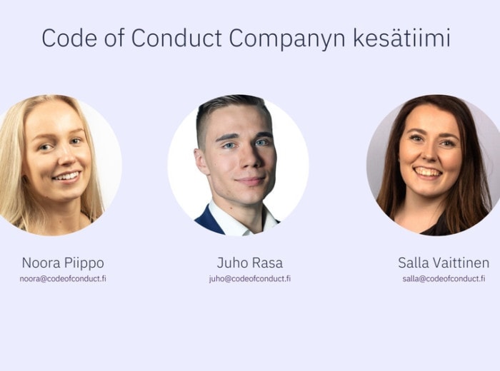 Code of Conduct Companyn kesätiimi täällä moi!