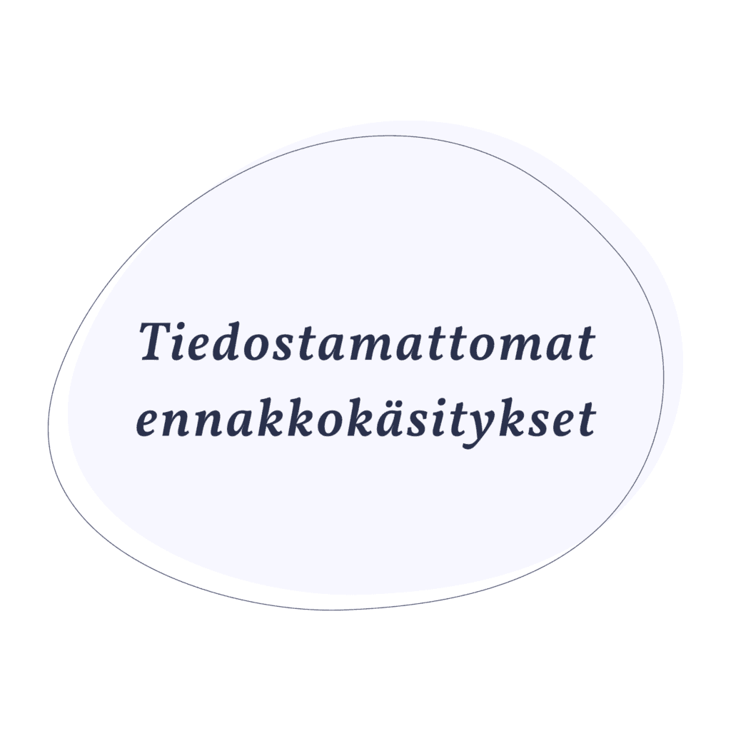 Tiedostamattomat ennakkokäysityukset -koulutuksessa opit mm. mitä tyypillisiä tiedostamattomia ennakkokäsityksiä työn kontekstiin liittyy, mitä hyötyä tiedostamattomien ennakkokäsitysten purkamisella yritykselle on sekä millaisin keinoin tiedostamattomien ennakkoluulojen vaikutusta voidaan pyrkiä hallinnoimaan yrityksissä.
Kurssi soveltuu erityisesti asiantuntija- sekä johtotehtävissä toimiville sekä kaikille aiheesta kiinnostuneille.
Tämän koulutuksen tavoitteena on tarjota monipuolinen käsitys siitä mitä tiedostamattomat ennakkokäsitykset ovat, miten ne vaikuttavat työelämässä sekä miten niiden haitallisia vaikutuksia voidaan pyrkiä vähentämään.